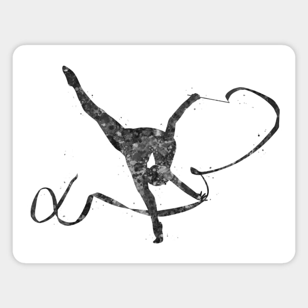 Rhythmic gymnastics black and white Magnet by Yahya Art